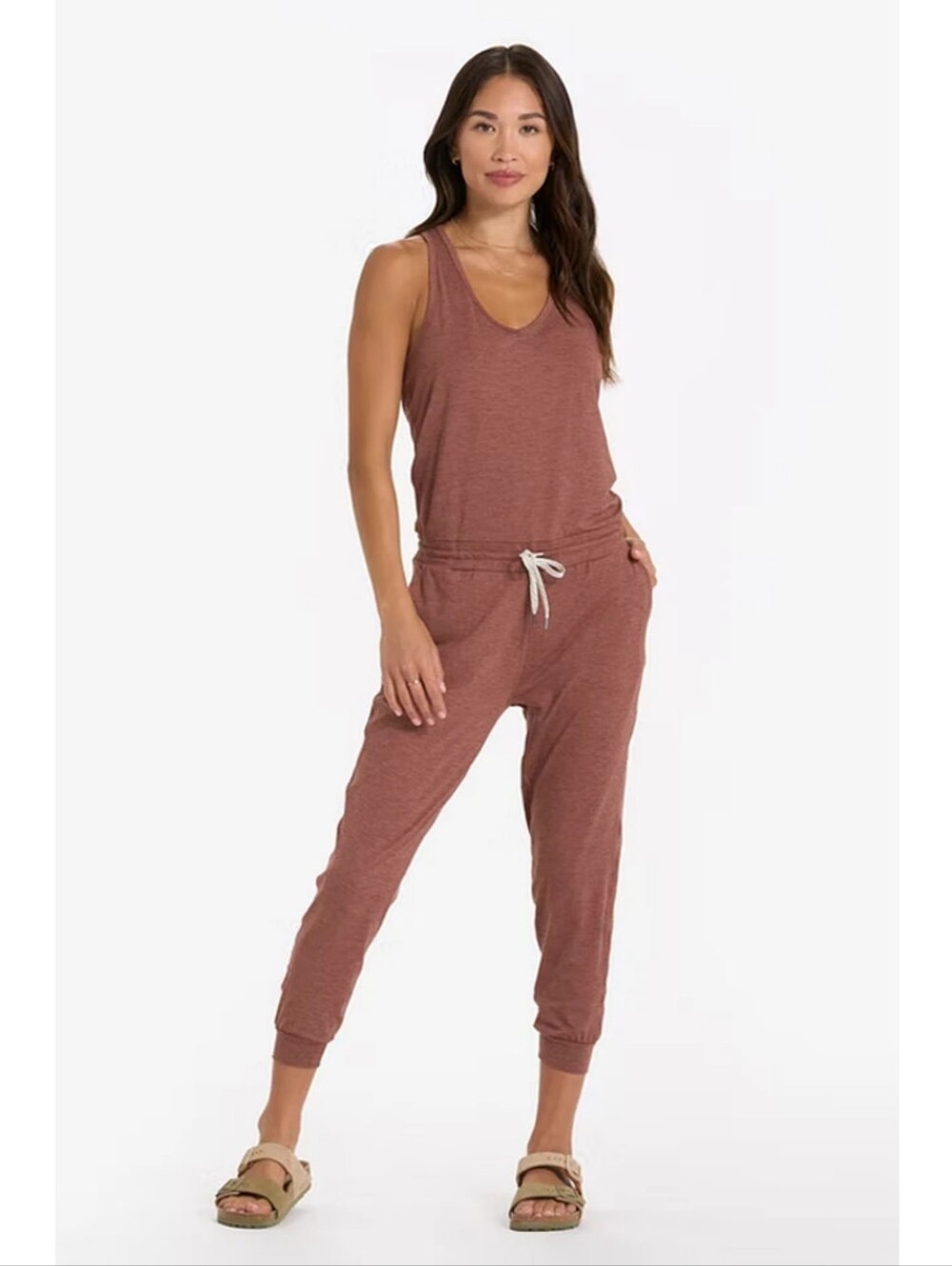 Vuori Lux Harem Jumpsuit In Heathered Terracotta Size Medium